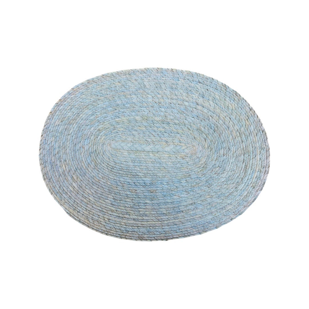 Mexican palma woven placemat (oval) in gray/blue. 