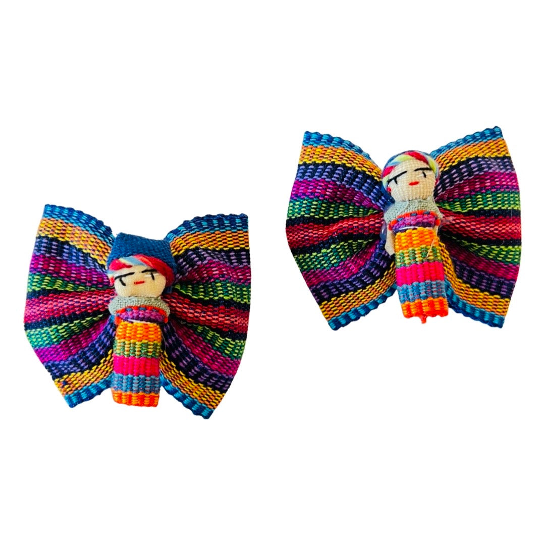 Colorful worry doll barrette set. 