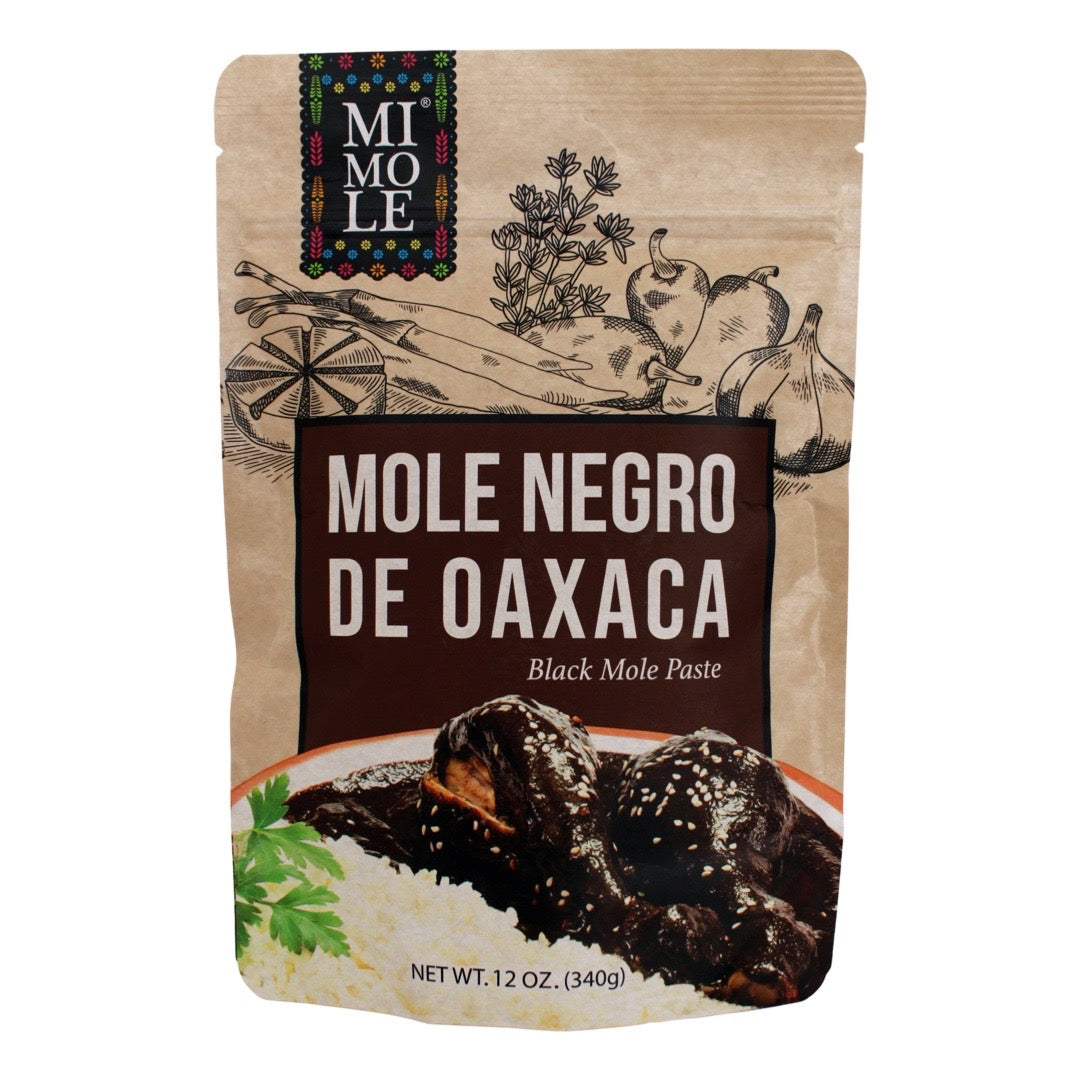 MiMole - Mole Negro de Oaxaca in branded plastic pouch with a Ziploc style closure.