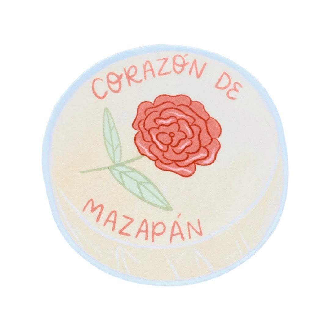 Corazon de Mazapan candy sticker. 