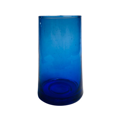 Large blue glass tumbler, handmade with recycled glass. 