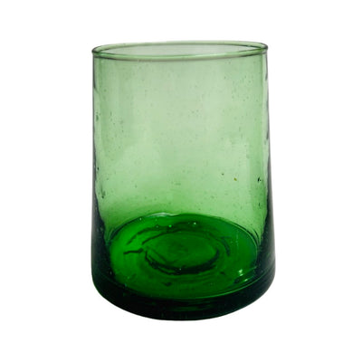Medium green glass tumbler, handmade with recycled glass.