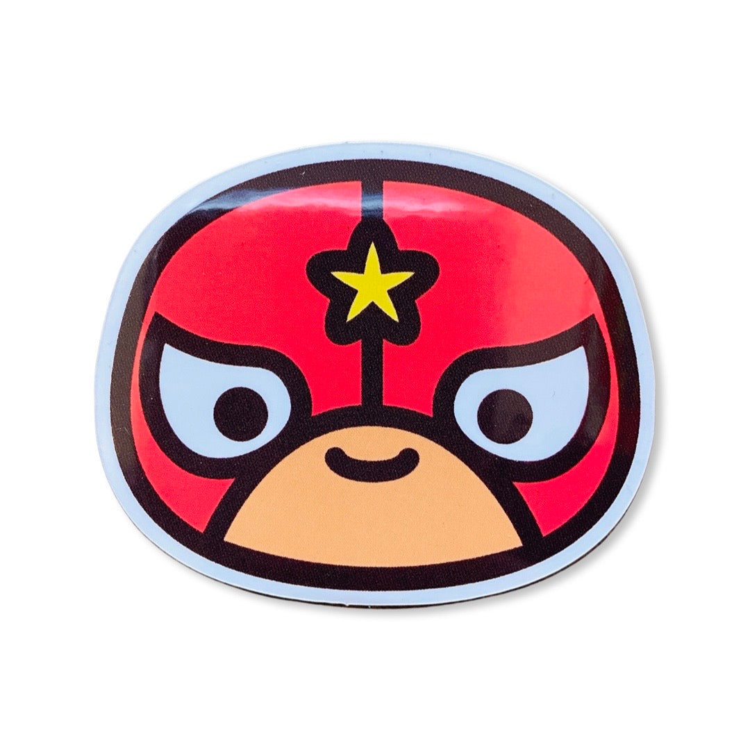Red mask baby luchador sticker. 