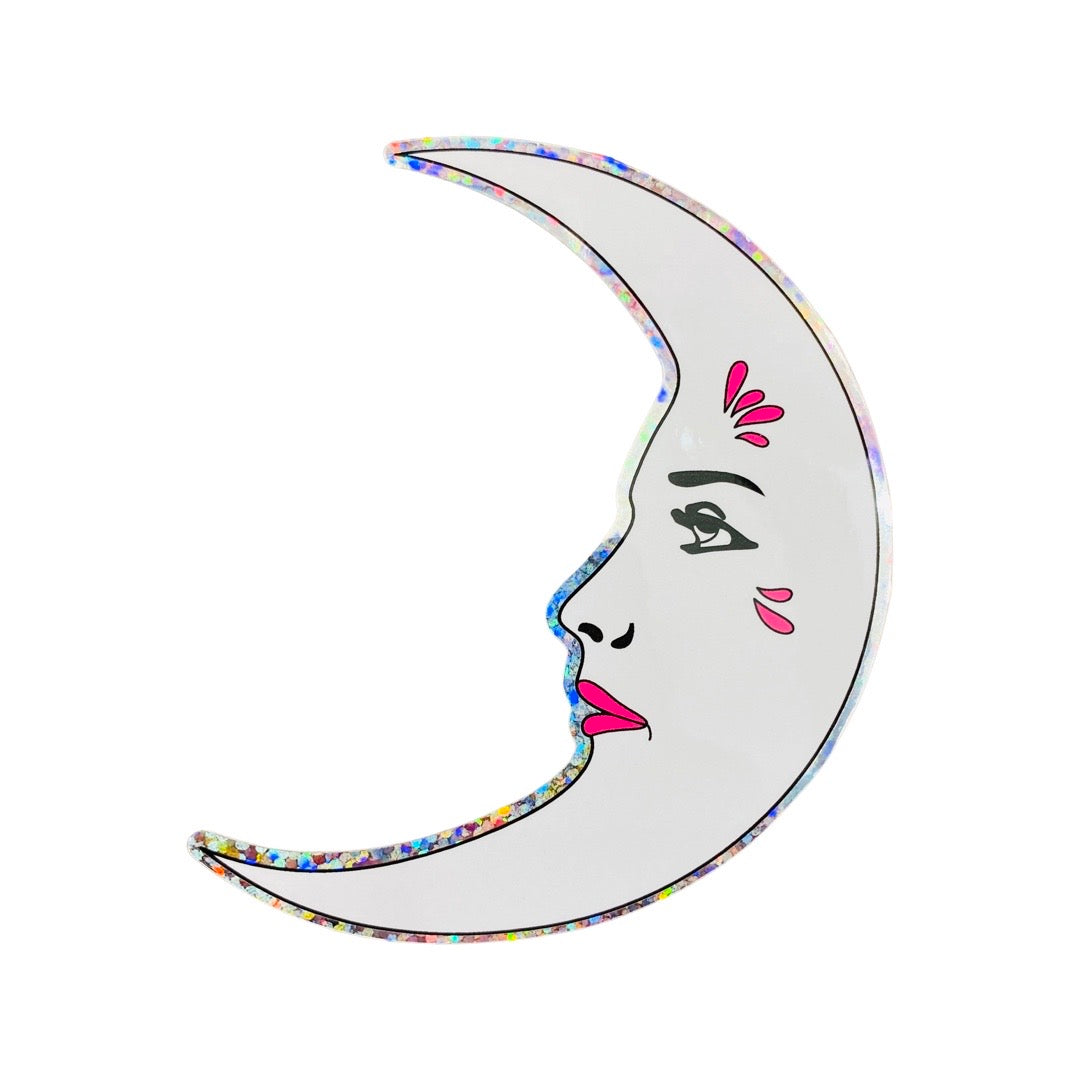 La Luna (crescent moon) glitter sticker.