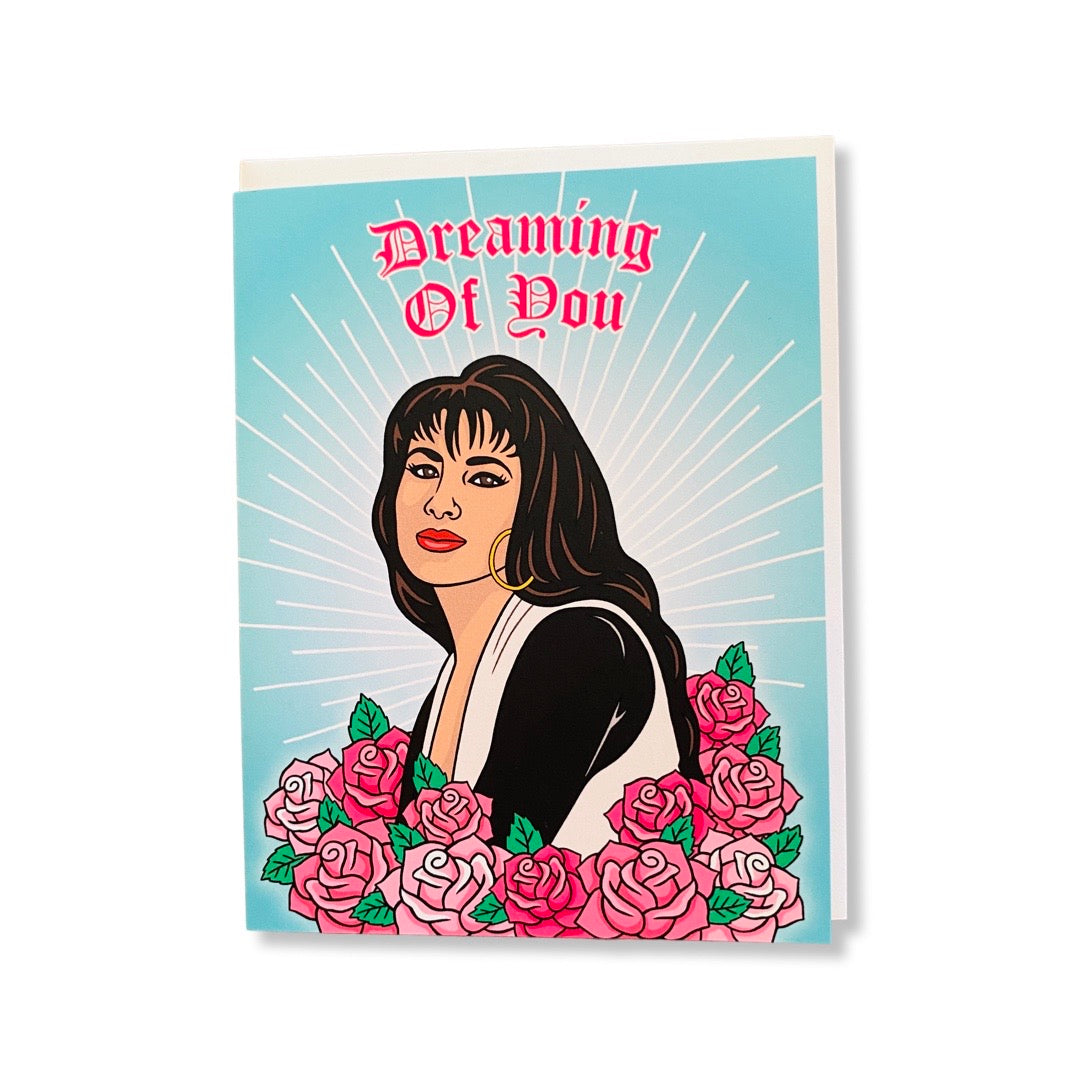 Dreaming of You Selena Quintanilla blue greeting card. 