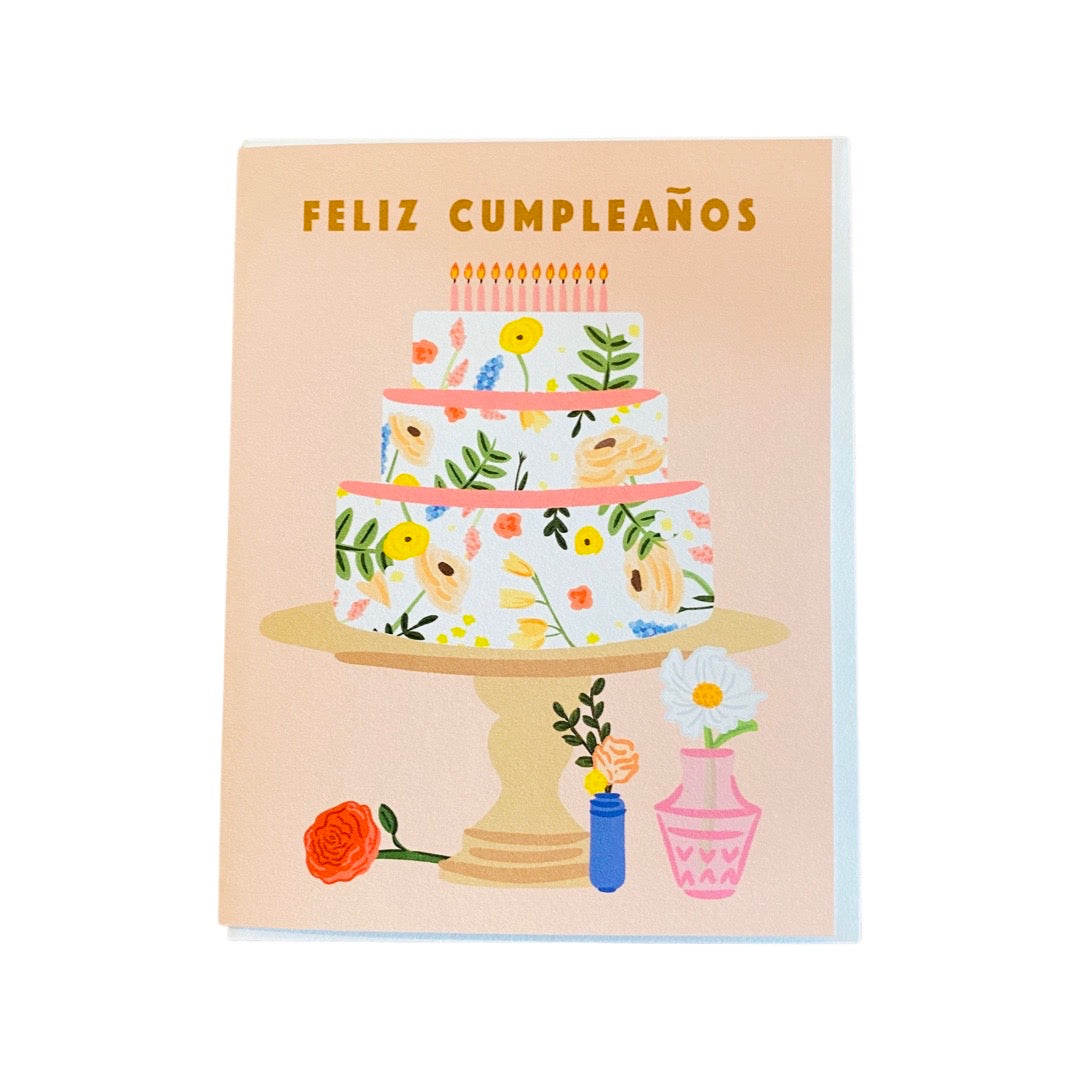 Feliz Cumpleaños Floral Birthday Cake Card