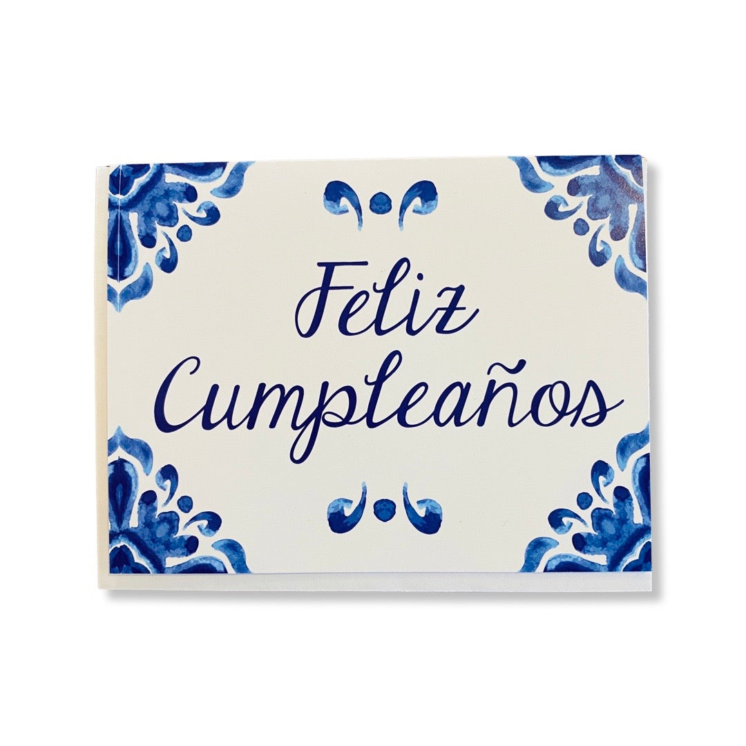 Blue Talavera Feliz Cumpleaños greeting card.