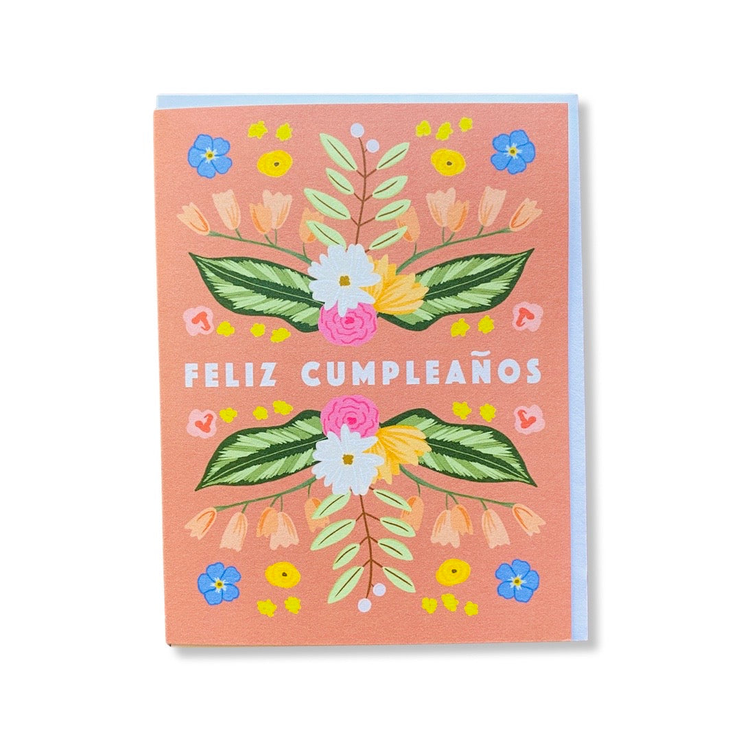 Feliz Cumpleaños floral birthday card. 