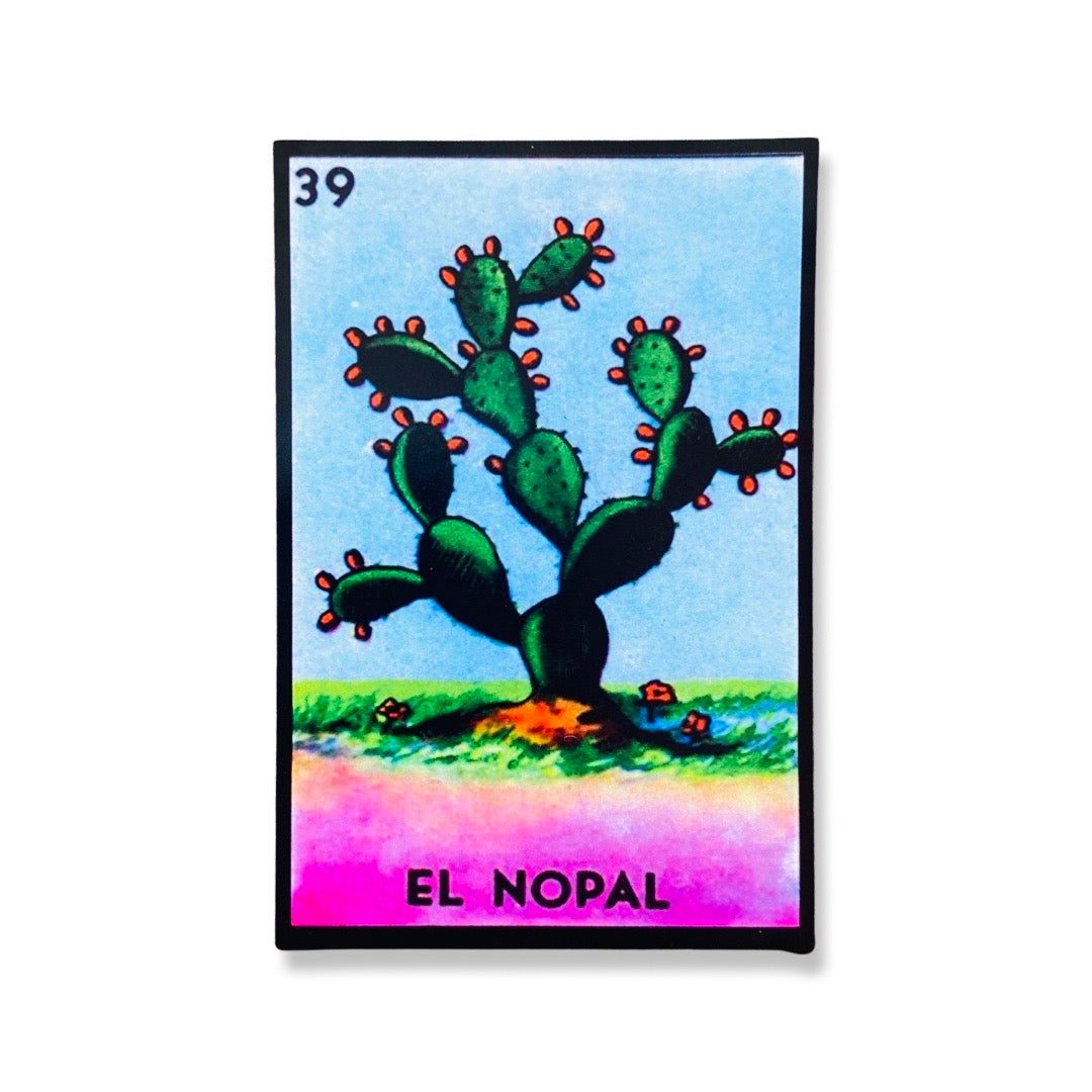 rectangular magnet with the image of the Mexican loteria card El Nopal.