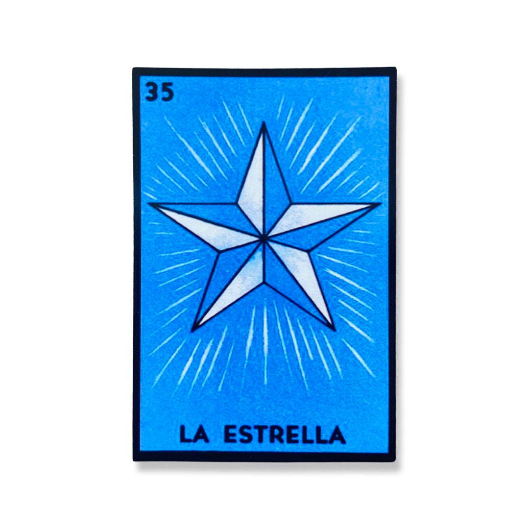rectangular magnet with the image of the Mexican loteria card La Estrella.