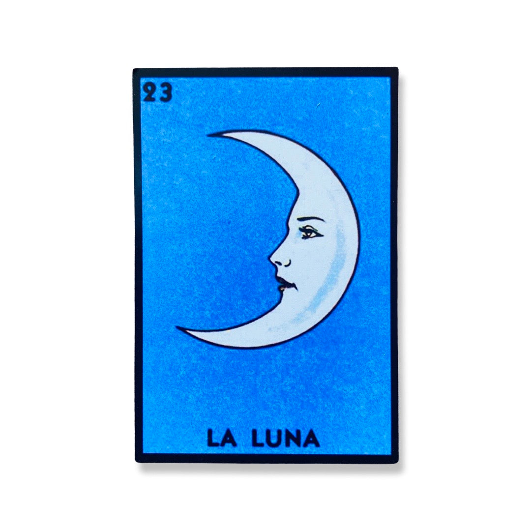 Rectangular magnet with the image of the Mexican loteria card La Luna