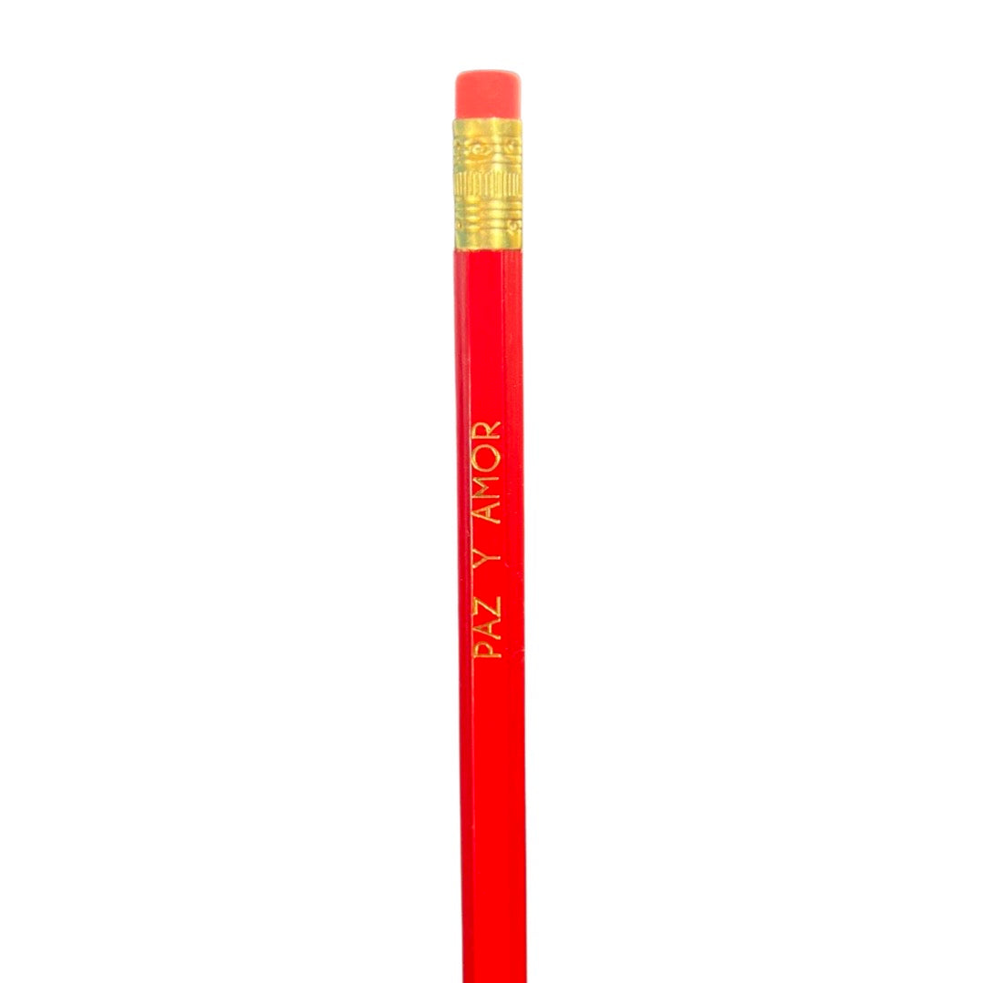 Red Paz y Amor phrase pencil.
