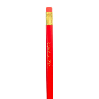 Red Paz y Amor phrase pencil.