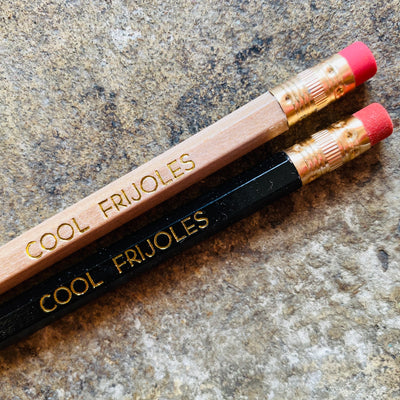 Cool Frijoles phrase pencils in natural and black.
